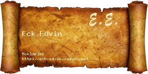 Eck Edvin névjegykártya